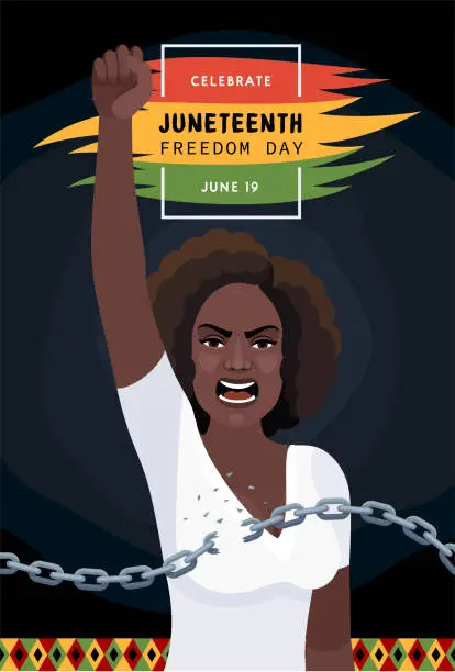 Vector illustration of Juneteenth freedom day. Poster, greeting card, banner and background.
