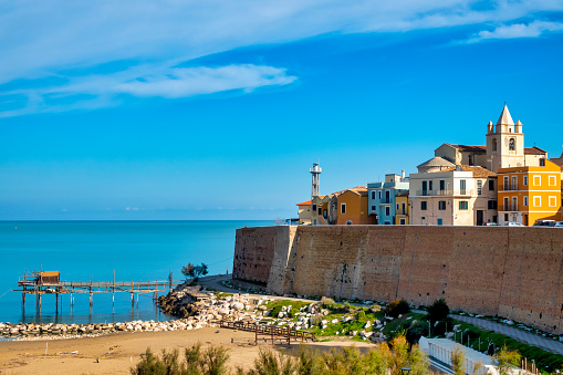 View of the old town and the north beach, Termoli, Italy