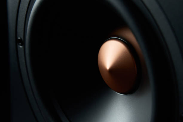istock Sound speaker on dark background, close up 1469938579