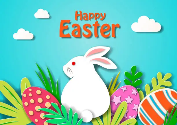 Vector illustration of Happy Easter Bunny