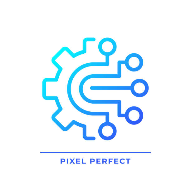 AIOps pixel perfect gradient linear vector icon AIOps pixel perfect gradient linear vector icon. Artificial intelligence for it operations. Automated process. Thin line color symbol. Modern style pictogram. Vector isolated outline drawing digital health logo stock illustrations