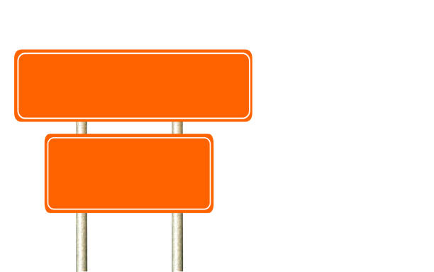 Blank bright orange sign cut out on white background. with clipping path. Ideal for road sign, place sign etc.,