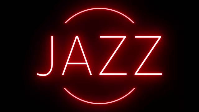 Glowing and blinking red retro neon sign for JAZZ