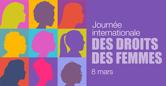 International Women’s Day In a clean flat line style. Community, People, Group of People, ethnicity, France, Togetherness, Women’s Rights, Women’s Issues, Teamwork, Women, Girls,