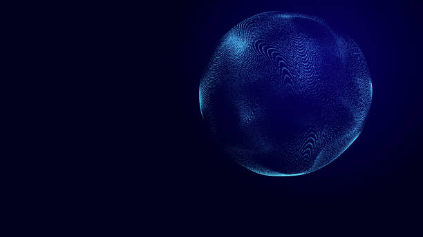istock Futuristic twisted sphere made of lines and dots. Technological background. Data transmission network. 3D rendering. 1469945492
