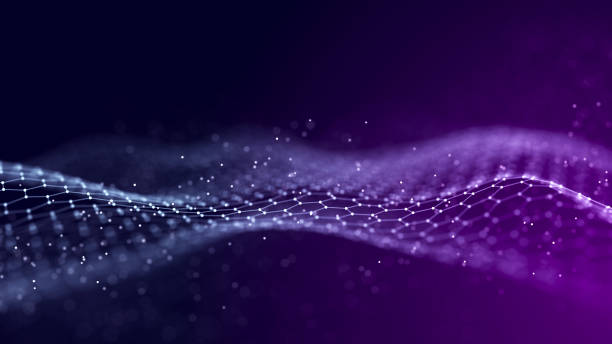 istock Abstract digital data background. Wave with moving dots. Musical stream of sounds. 3D rendering. 1469945507