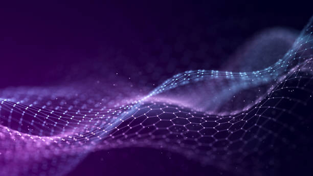 istock Abstract digital data background. Wave with moving dots. Musical stream of sounds. 3D rendering. 1469945633
