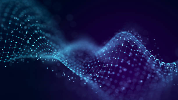 istock Abstract digital data background. Wave with moving dots. Musical stream of sounds. 3D rendering. 1469945657