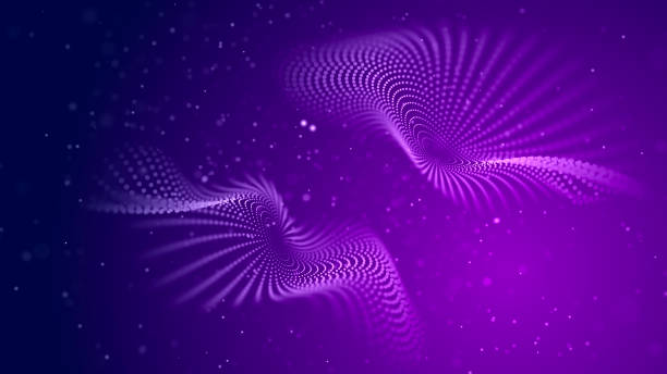 istock Technological background. A wave of musical particles intertwined with dots and lines. Internet explorer for big data. 3D. 1469945705