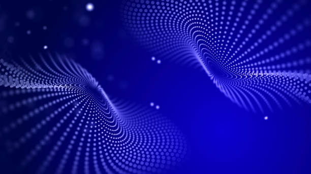 istock Technological background. A wave of musical particles intertwined with dots and lines. Internet explorer for big data. 3D. 1469945707