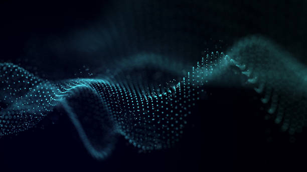 istock Technological background. A wave of musical particles intertwined with dots and lines. Internet explorer for big data. 3D. 1469945717