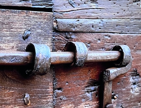 old wooden door latch