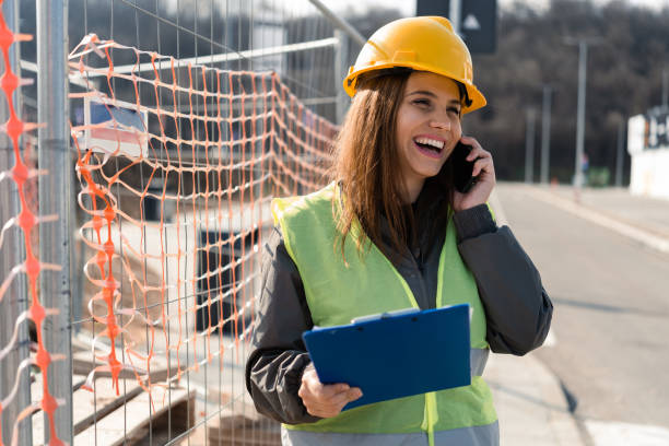 istock Portrait of a confident female engineer working at the construction sight 1469951039