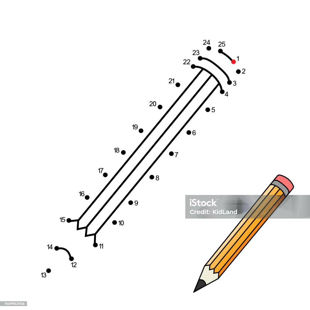 Pencil Dot Dot Educational Game Kids Stock Vector (Royalty Free