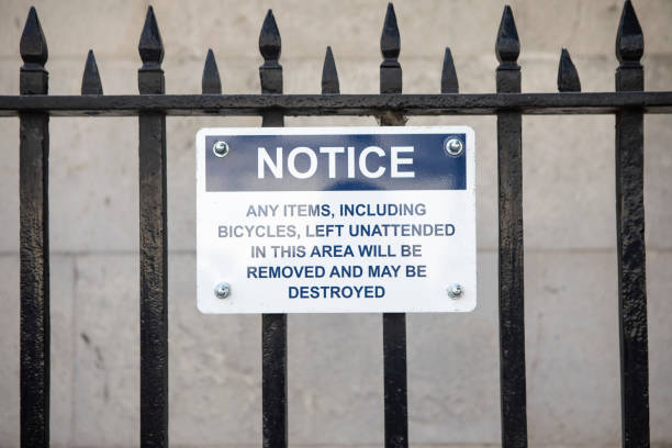istock Notice on metal railings 1469954897