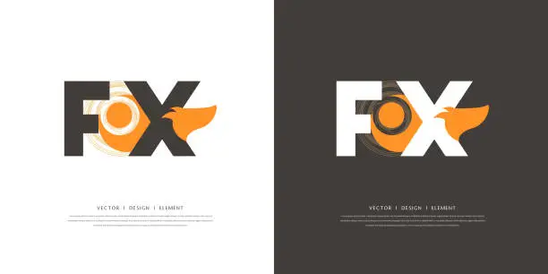 Vector illustration of Geometric Fox logo design