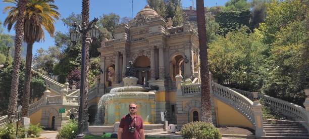 Image of a man in the fountain of Cerro Santa Lucía in Santiago de Chile