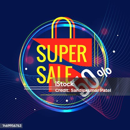 istock Super sale banner template design for web or social media, discount 50% off. 1469956763