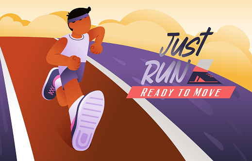 Male Running Fast In The Way Outdoor Banner Poster, Vector, Illustration