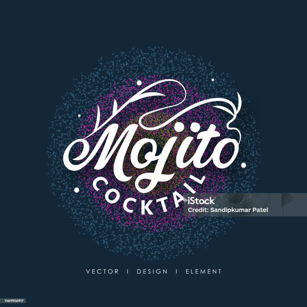 Cocktials Lettering Modern Hand Drawn Lettering Label For Alcohol Cocktail Mojito Stock ...