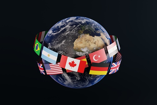 Business and geopolitical concept, unification of countries, togetherness. 3D render, 3D illustration.