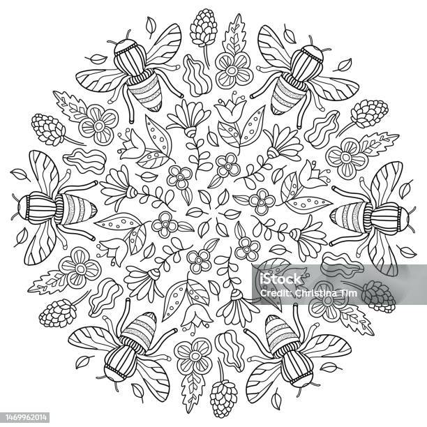 Spring Mandala Examples Spring Mandala Stock Illustration - Download Image Now - Art, Black ...