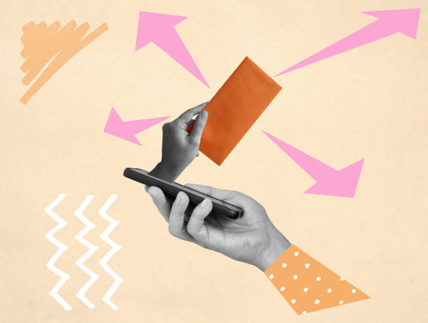 istock Art collage with smartphone and envelope. E-mail marketing concept. 1469962083