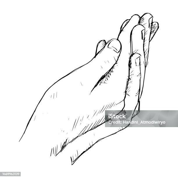 Islam Drawing Hand Sketch Drawing Islamic Praying Hands Stock Illustration - Download ...