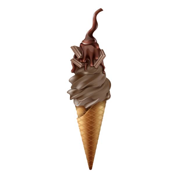 istock realistic vector chocolate collection of ice cream in cone. Isolated on white background. 1469963226