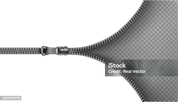 Zipper Visualization Realistic Vector Zipper Open Background Illustration On Transparent ...