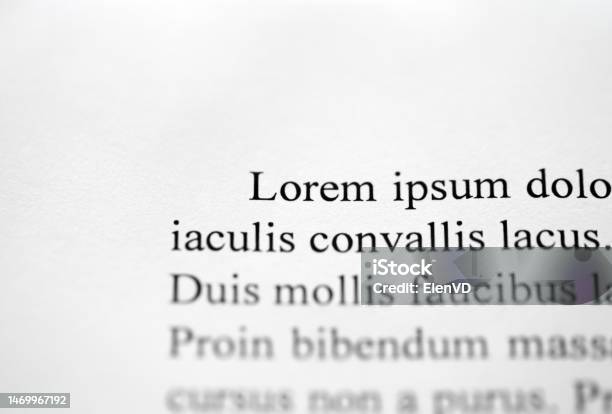 Lorem Ipsum On Printed On Paper Top View Sample Document Beginning Of Paragraph Of Text Selective Focus Stock Photo - Download Image Now
