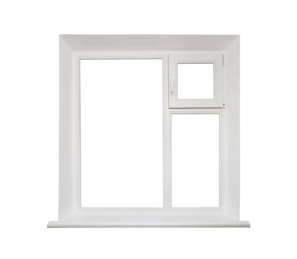istock Window frame plastic with window sill, space to copy, isolated on white background with clipping path 1469967690