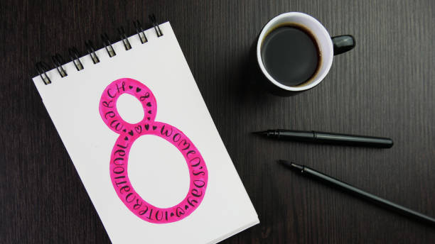 istock INTERNATIONAL WOMEN'S DAY - MARCH 8 lettering in notebook 1469968659