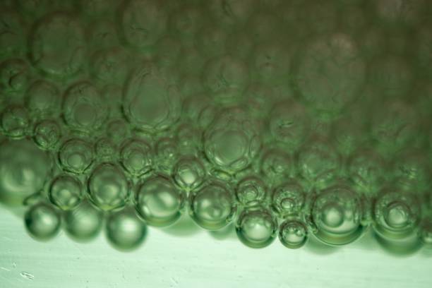 istock Glossy, light green background with an abundance of soap bubbles, creating a dreamy effect 1469970627