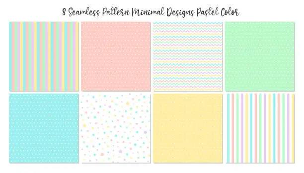 Vector illustration of Spring seamless backgrounds pastel color.
