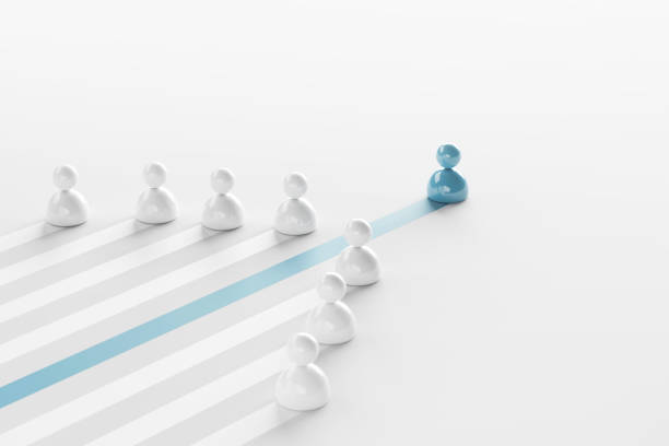 istock Leadership concept, One leader blue people leads other white people. Winning strategy in business. 1469971208