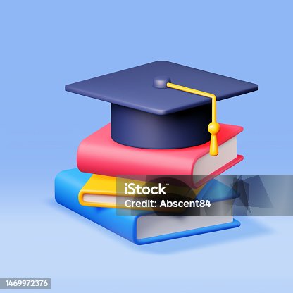 istock 3D Graduation Cap and Stack of Books 1469972376