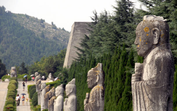 Qianling Mausoleum, Shaanxi Province, China. This site includes the tomb of Wu Zetian, China's only female emperor. Statues along the Spirit Way.