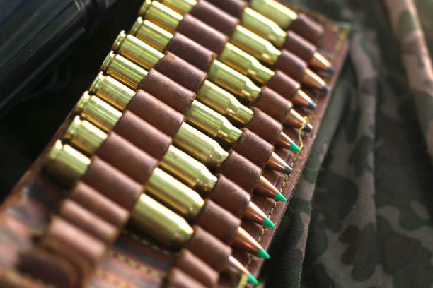 사냥 총알 - bullet belt ammunition cartridge 뉴스 사진 이미지