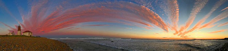 panoramic view of sunset at Point Judith Lighthouse, Rhode Island