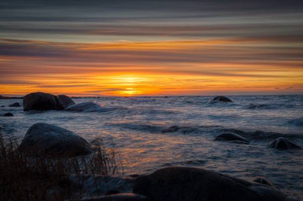 istock Coast line with waves at the baltic sea 1469980106