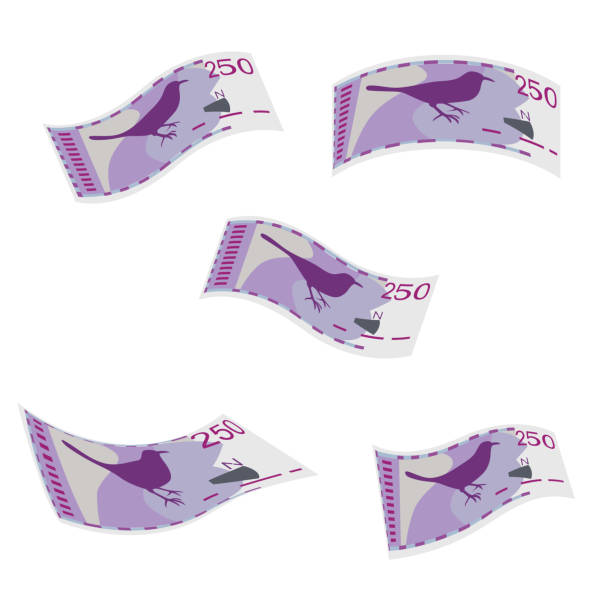 Netherlands Antillean Guilder Vector Illustration. Curaçao and Sint Maarten money set bundle banknotes. Falling, flying money 250 ANG. Flat style. Isolated on white background. Simple minimal design. Netherlands Antillean Guilder Vector Illustration. Curaçao and Sint Maarten money set bundle banknotes. Falling, flying money 250 ANG. Flat style. Isolated on white background. Simple minimal design. dutch guilders stock illustrations
