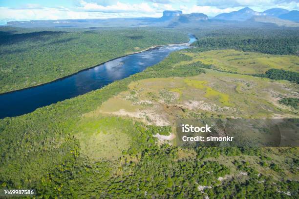 Amazon Rainforest And Rio Churun River Stock Photo - Download Image Now - Aerial View, Amazon Rainforest, Amazon Region