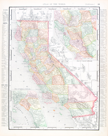 Vintage map of State of California, USA   - See lightbox for more