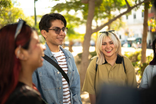 istock Happy friends talking outdoors 1469990274