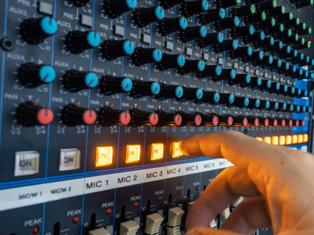 istock Sound engineer setting up sound system. Audio sound mixer 1469990682