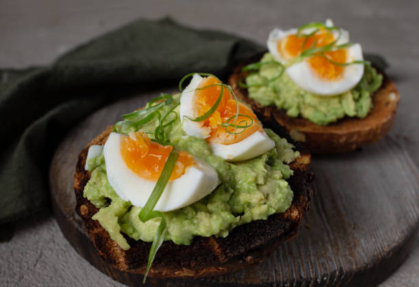 istock two sandwiches on toasted bread with avocado and egg, selective focus 1469994724