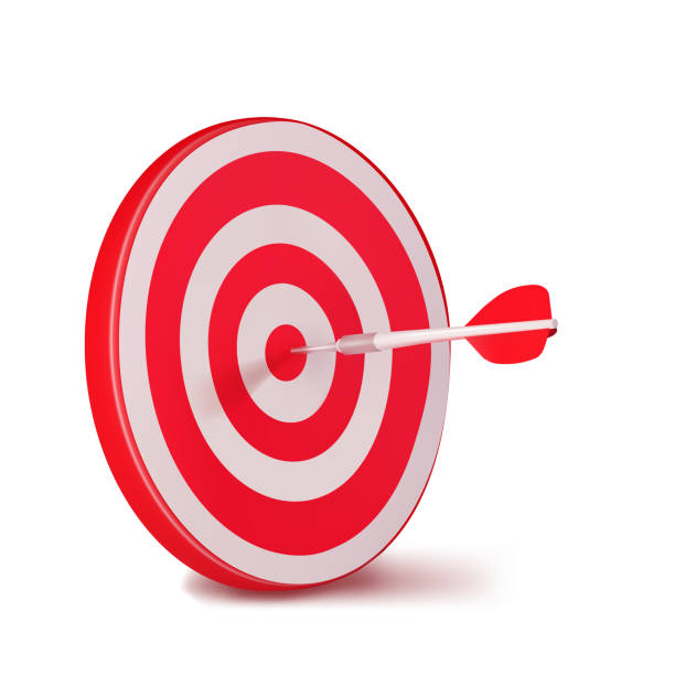 istock 3d render icon of a target with an arrow. market target concept. vector illustration. 1469995391
