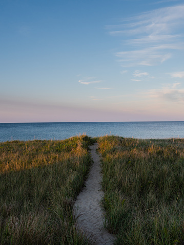 A view of a path to the beach on Cape Cod in Massachusetts