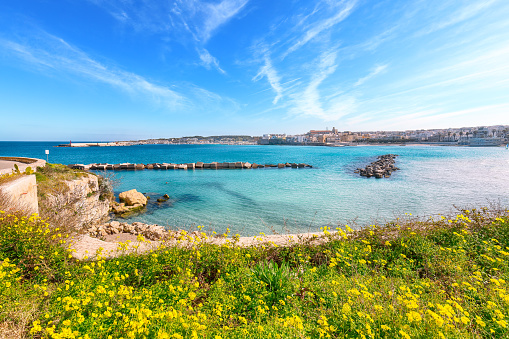 Otranto - coastal town in Puglia with turquoise sea. Italian vacation. Town Otranto, province of Lecce in the Salento peninsula, Puglia, Italy